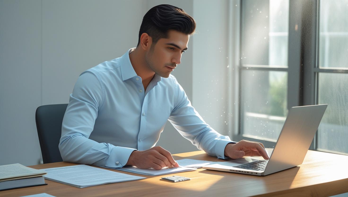 Professional translator translating Bangla documents to English in UK office