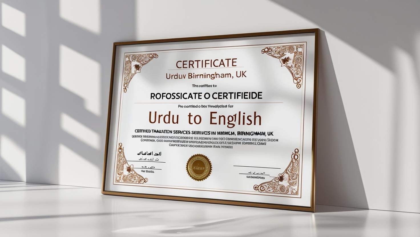 Urdu to English Certified Translation Birmingham