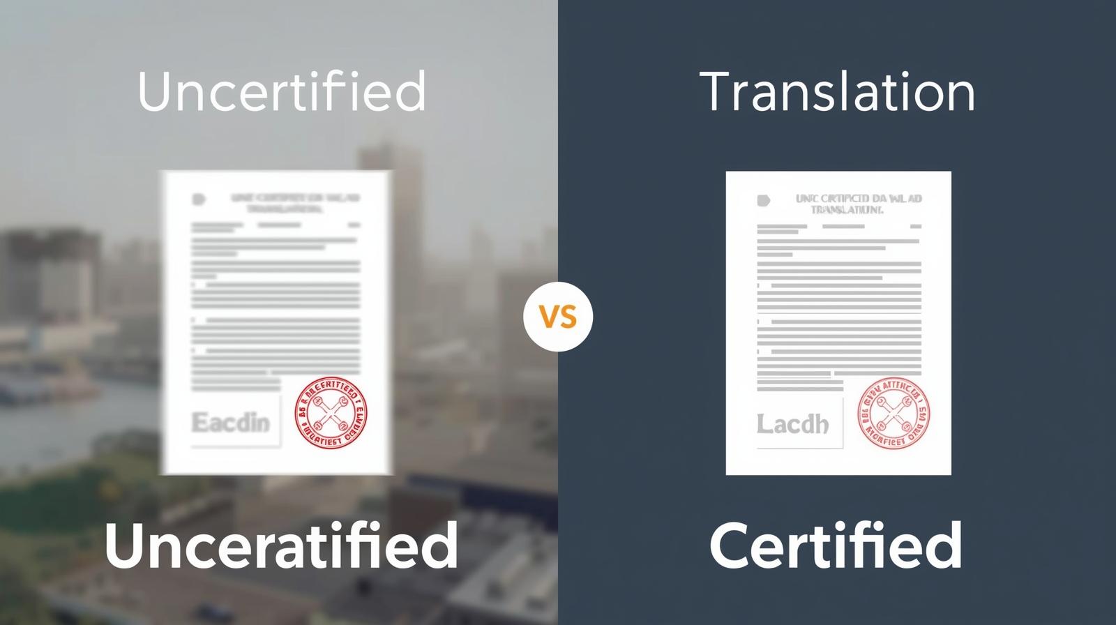 Comparison of uncertified versus certified translations for UK immigration.
