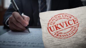 Certified Urdu police report translation for asylum in the UK with translator stamp