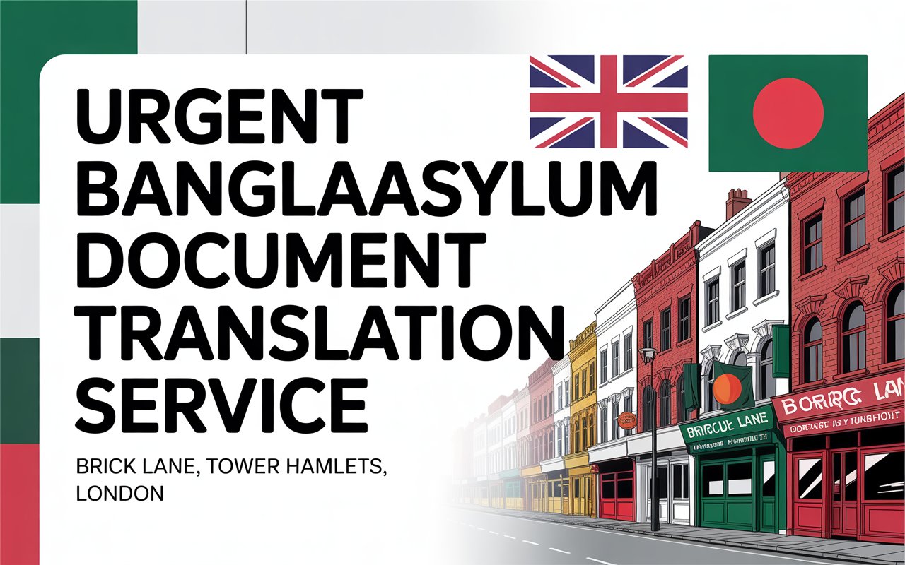 Urgent Bangla Asylum Document Translation Servicce in Brick Lane Tower Hamlets London