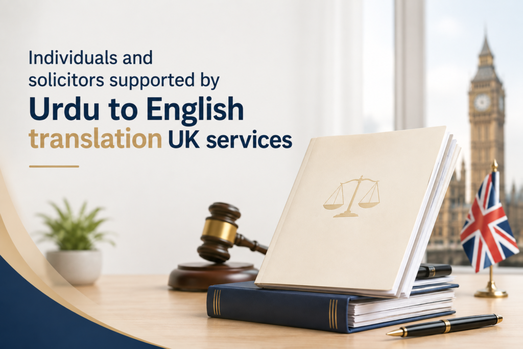 Individuals and solicitors supported by Urdu to English translation UK services