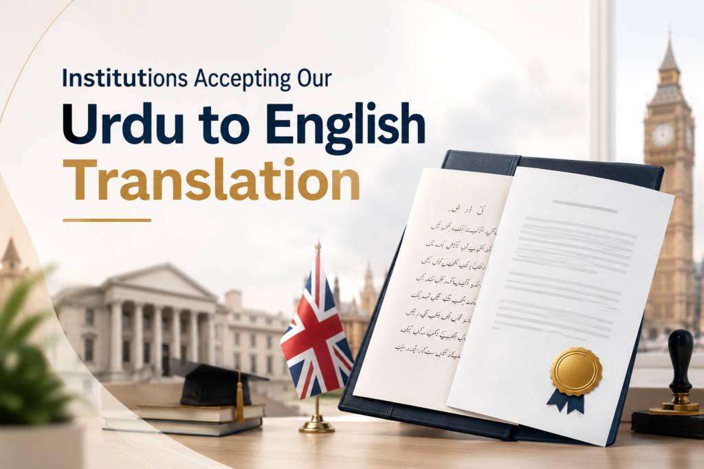 Institutions accepting our Urdu to English translation UK certified documents