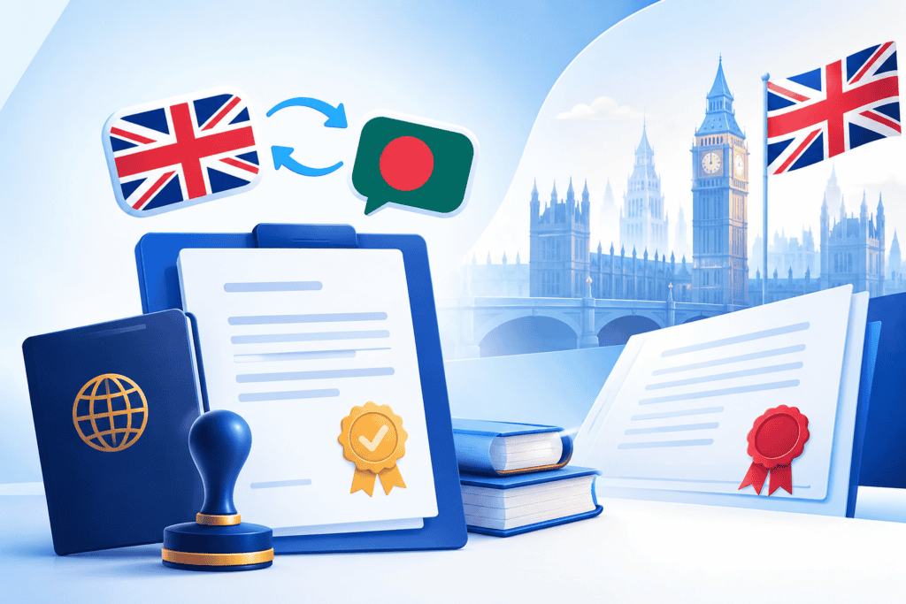 Certified Bangla translation documents for official UK use